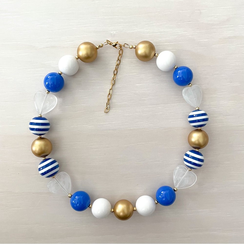 Blue and White Bubblegum Necklace, Toddler Necklace
